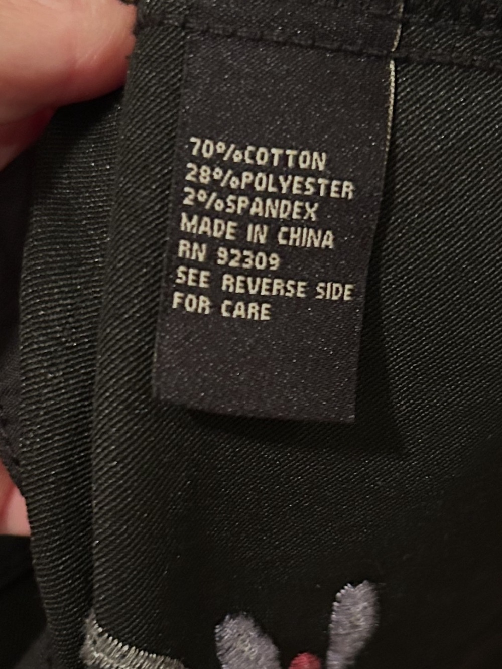 DG2 by Diane Gilman Black Jean Jacket with Pink & Lavender Floral Embroidery - Picture 4 of 4